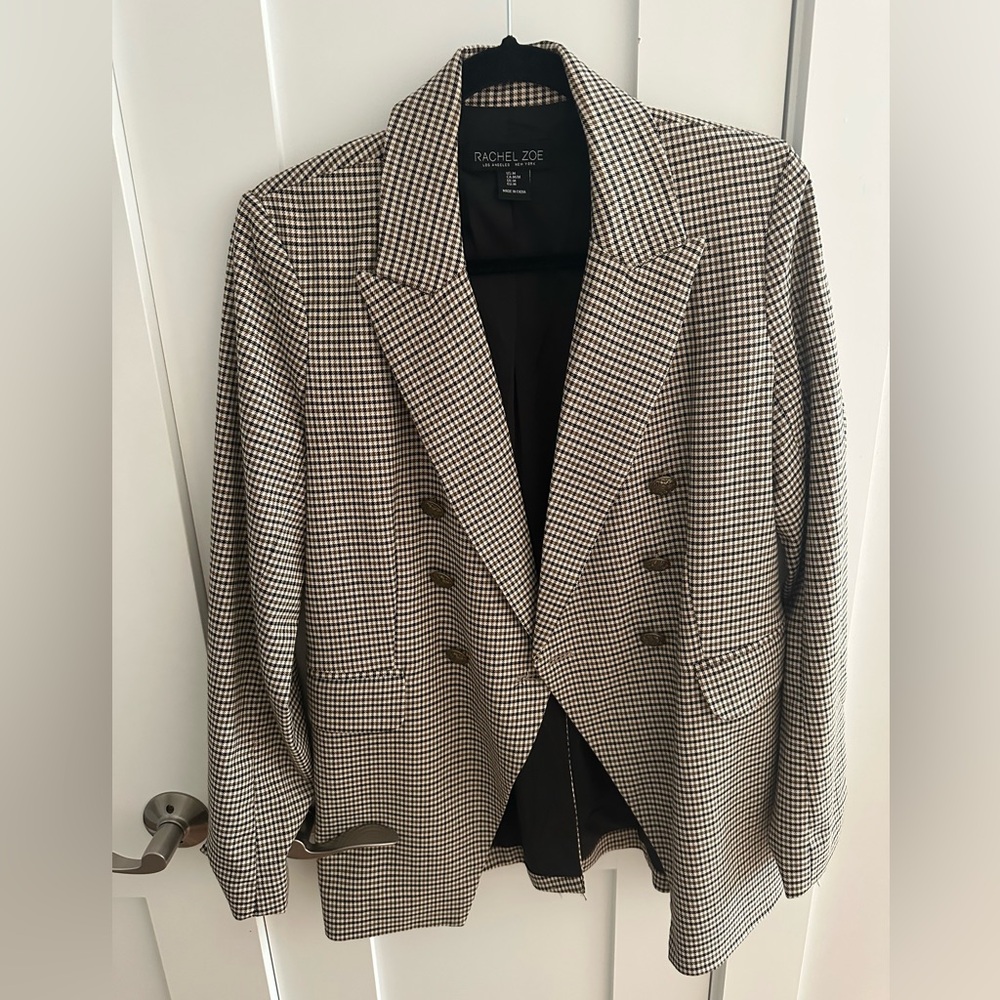 Rachel Zoe Houndstooth Double-Breasted Blazer – Size M